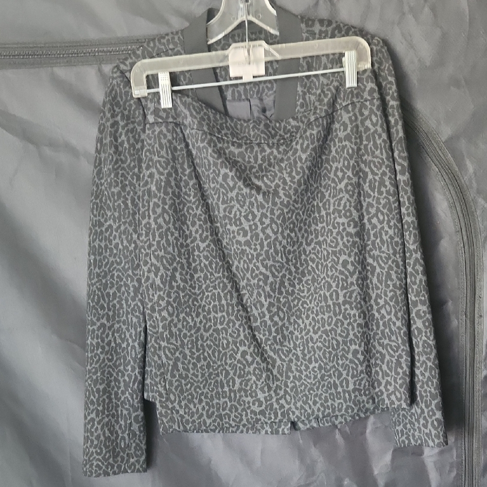 LOFT Gray Leopard Print Skirt Set
